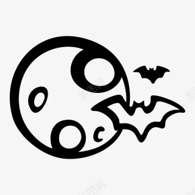 蝙蝠惊月满月万圣节图标