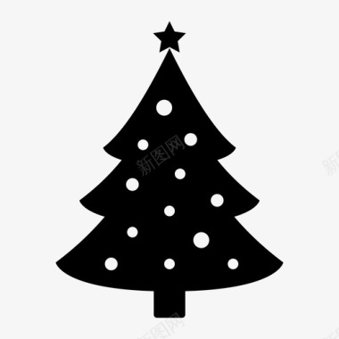 松树圣诞树点亮新年图标