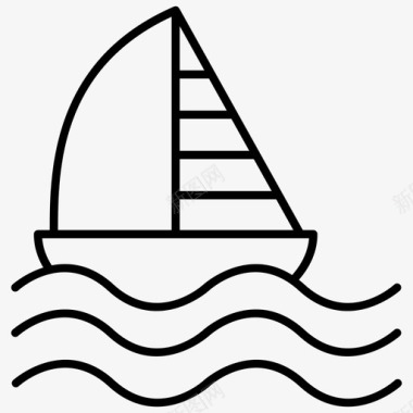 帆船捕鱼海运图标