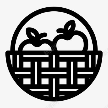 柳条水果篮苹果陶器图标