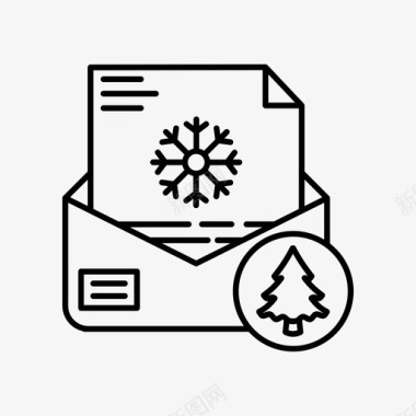 圣诞信件模板圣诞卡问候信件图标