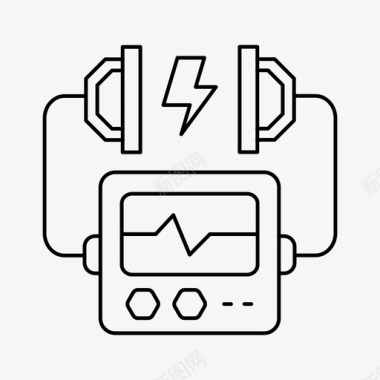 卫生保健和医疗除颤器急救工具箱图标