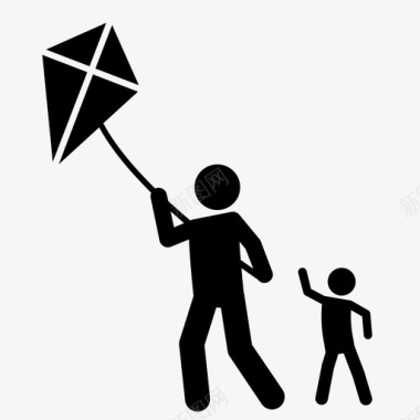 快乐和孩子们一起放风筝家庭快乐的家庭图标
