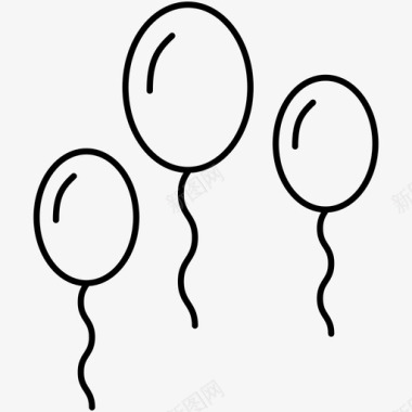 大气球气球庆祝新年轮廓图标图标