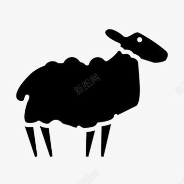 手工羊毛绵羊母羊农场图标