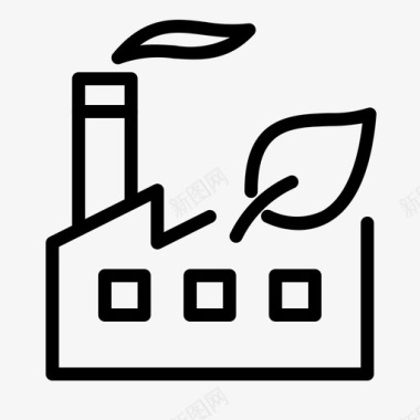 圆形树叶绿色工厂生态环境图标