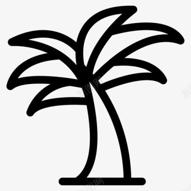 椰子树海滩大海图标