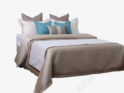 现代中式样板房间床上用品全套组合主卧室新中式软装床素材