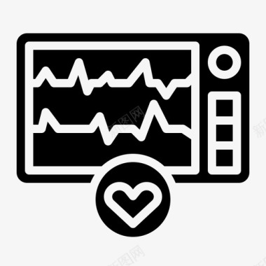 起伏的心电图心电图心脏心跳图标