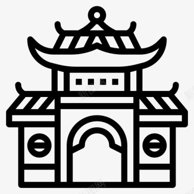 手擀面文化寺庙建筑中国图标