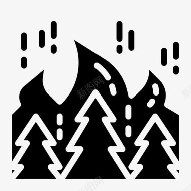 自然火灾火灾易燃森林图标