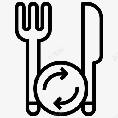 环保标志设计餐具生态环保煎锅图标
