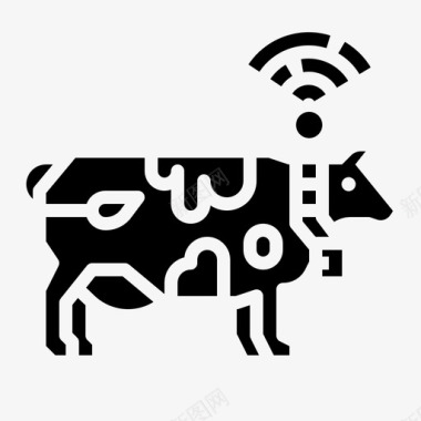 传感器奶牛跟踪动物喂养图标