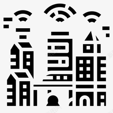 智慧城市建筑互联网图标