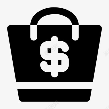 购物袋商业货币银行字形风格图标