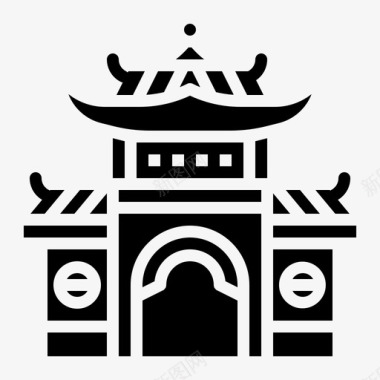 古代女孩服饰中国寺庙建筑文化图标