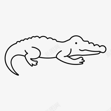 爬行动物鳄鱼短吻鳄动物图标
