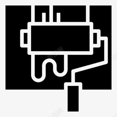 劳动标志油漆辊油漆工修理工图标