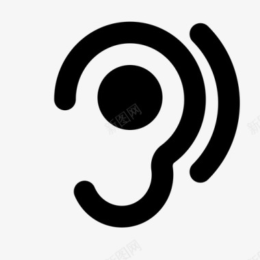 助听器图标带助听器的耳朵无障碍聋哑人图标