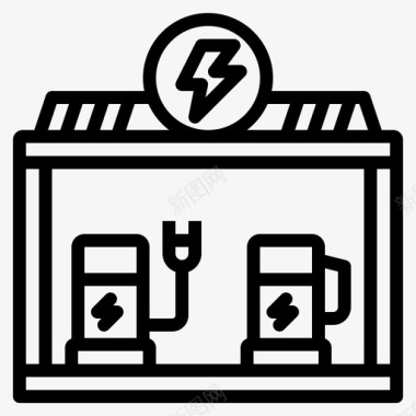 建筑物平静加油站建筑物燃料图标