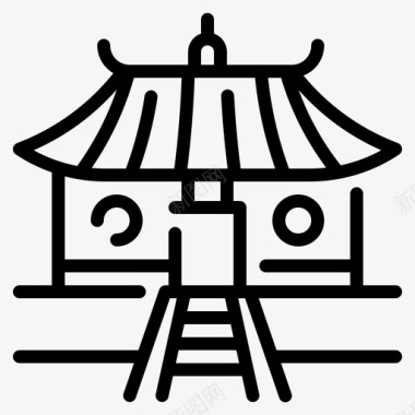 传统卷轴素材寺庙建筑中国图标