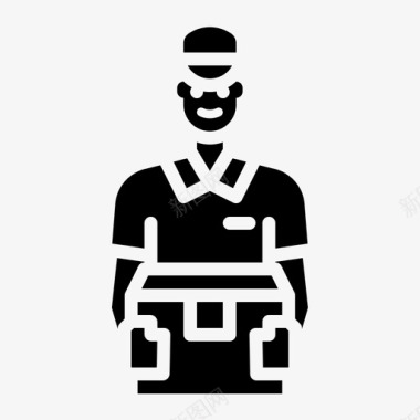 包装盒子样机送货员盒子包装图标