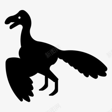 恐龙动物头骨始祖鸟鸟冠毛图标