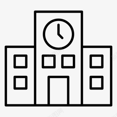 白色钟表建筑钟教育学校图标
