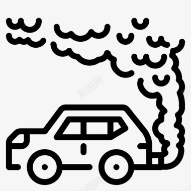 气候图标汽车污染污染废气图标