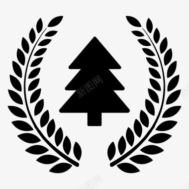 温室徽章圣诞树图标