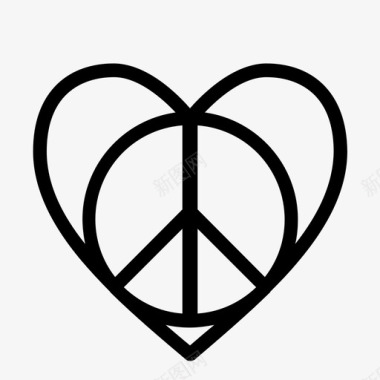 和平与爱心轮廓图标