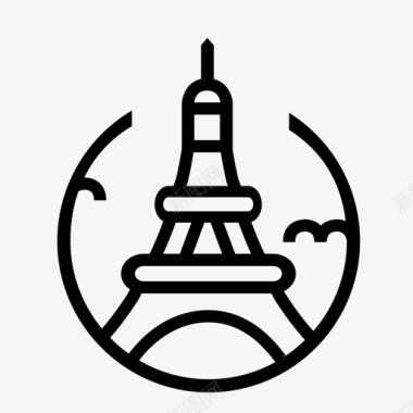 旅游小镇埃菲尔铁塔巴黎旅游图标
