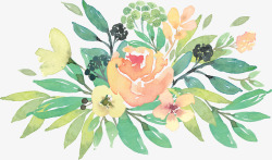 本子包装小清新手绘水彩植物叶子花卉贺卡包装手账本子装饰设计高清图片