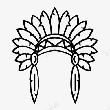 战争印第安人头饰战争帽传统图标