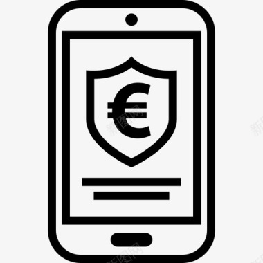 欧元图标手机银行购物盾图标
