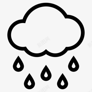 漂浮的雨滴雨天空季节图标