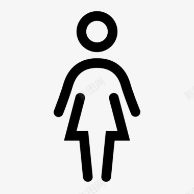 洗手间标志女士连衣裙性别标志图标