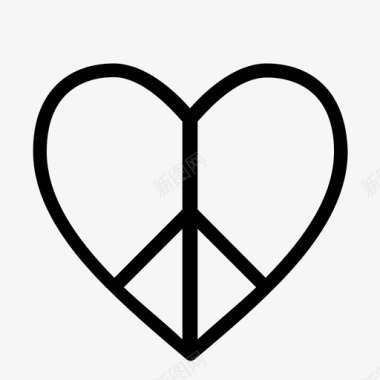爱心矢量图和平与爱心轮廓图标