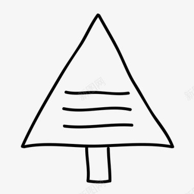 大自然三角树手绘树叶图标