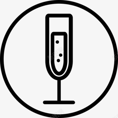 香槟酒玻璃杯通用圆形包装图标