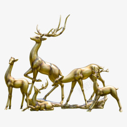 园林景观小品户外动物仿铜抽象梅花鹿玻璃钢麋鹿雕塑摆素材