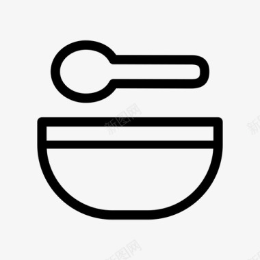 碗和勺子汤厨房用具图标