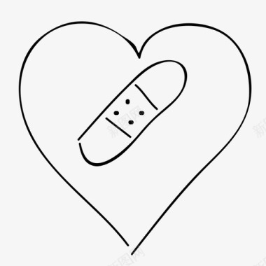 绷带绷带心脏创可贴心脏有氧图标
