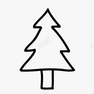 松树圣诞节手绘图标