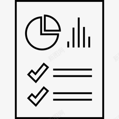 浅色素材报表文档饼图段落图标