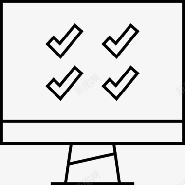 四个相框复选标记计算机联机图标