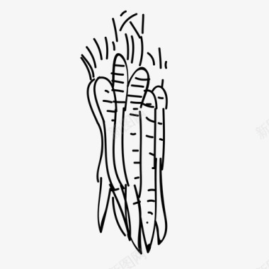 手绘线条蔬菜采购产品手绘胡萝卜手绘胡萝卜农场图标