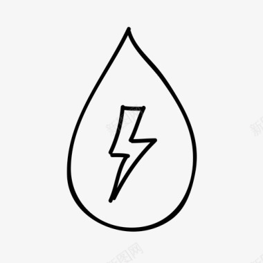 闪电水滴手绘液体图标