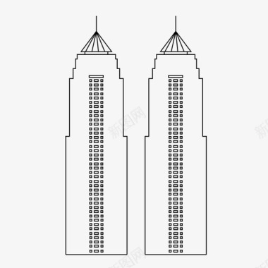双塔建筑城市图标