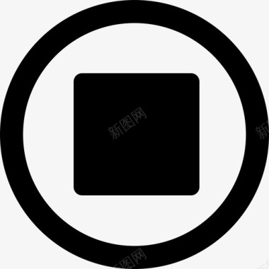 圆圈标志停止音频媒体图标
